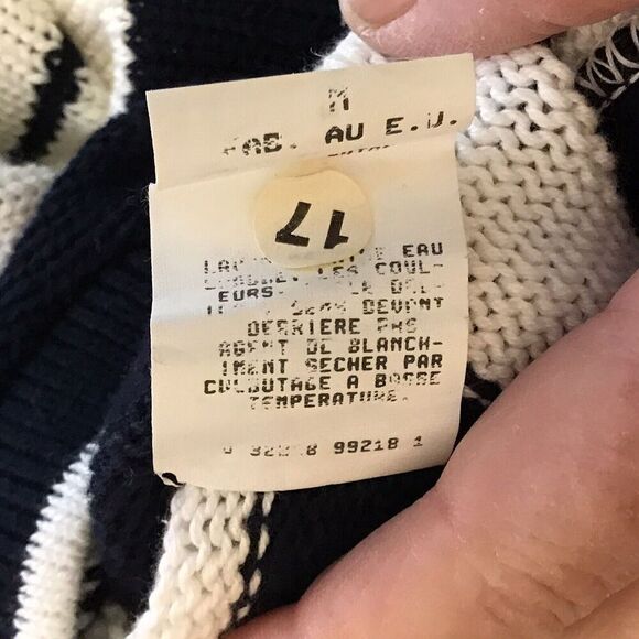 Jantzen Mens Size M Pullover Sweater Golf Embroidered Blue White Stripe VINTAGE - Picture 8 of 8